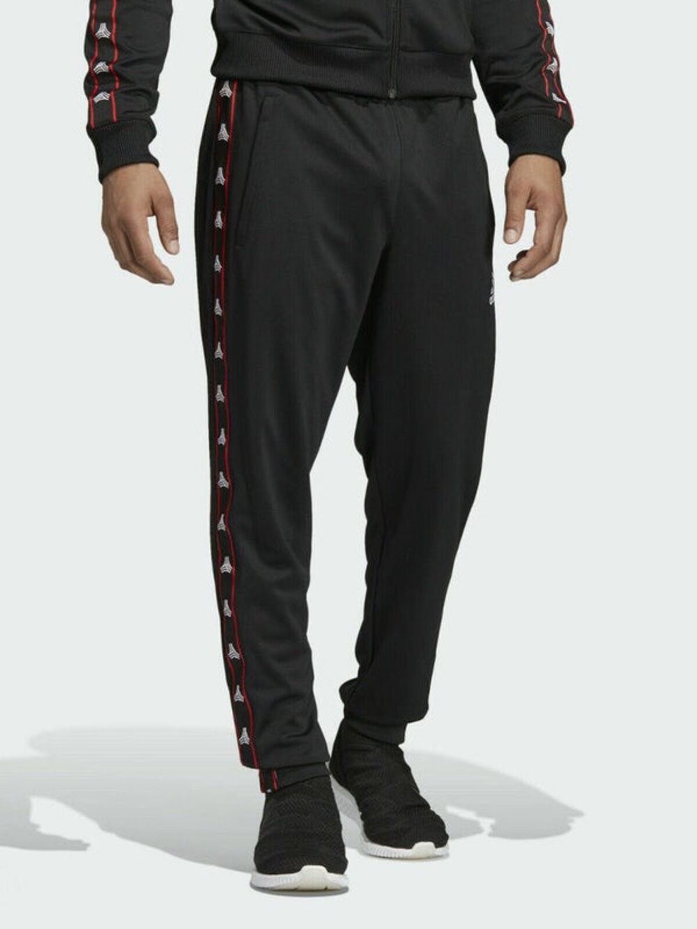 adidas Black Joggers with Red-Trim Side Tape